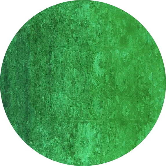 Ahgly Company Indoor Round Oriental Turquoise Blue Industrial Area Rugs, 7' Round