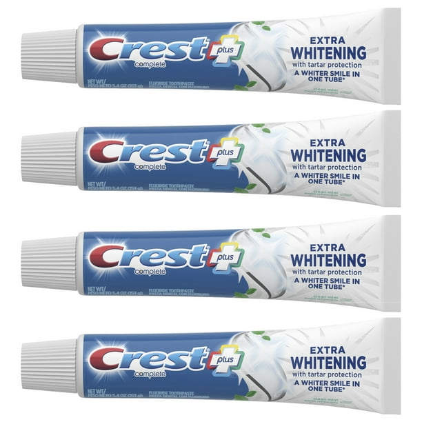 Pack of 4 Crest Plus Complete Extra Whitening Toothpaste with Tartar