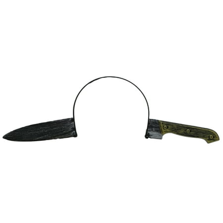 Zombie Costume Accessory - Bayonet Butcher Knife Through Head Headband