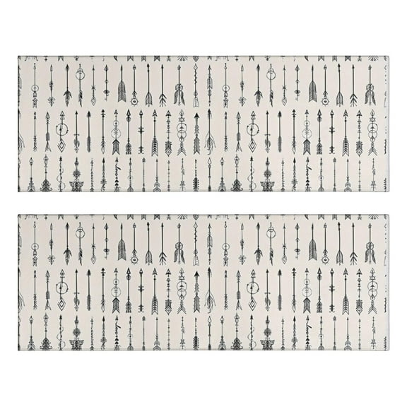 Kitchen Rugs Sets Of 2,Black Arrow Pattern Anti Fatigue Kitchen Mat Rugs Non Slip Washable,Decorative Kitchen Floor Mats for Kitchen,Sink,Laundry,17"X47"