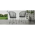 thumbnail image 3 of Christopher Knight Home Industrial Patio Rattan Dining Chairs with Hairpin Iron Legs, Grey, Set of 2, 3 of 19