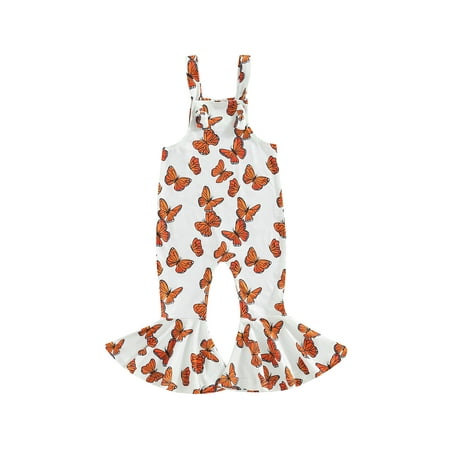 

Musuos Kids Baby Girl Suspender Jumpsuit Summer Print Sleeveless Flare Pants Rompers for Toddler Infant