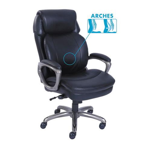 Serta Cosset High-Back Executive Chair, Supports Up to 275 lb, 18.75" to 21.75" Seat Height, Black Seat/Back, Slate Base