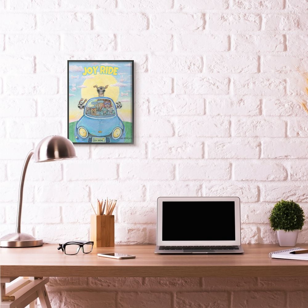 Joy Ride Funny Cartoon Pet Dog Design Oversized Framed Giclee Texturized Art by Gary Patterson