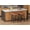 Brown, variant on Modern Industrial Counter Height Bar Stools Set – Upholstered Wide PU Leather Seat, Sturdy Wood Frame, Low Back, Footrest – For Kitchen Island, Dining, Bar, Café – Set of 4, Dark Green