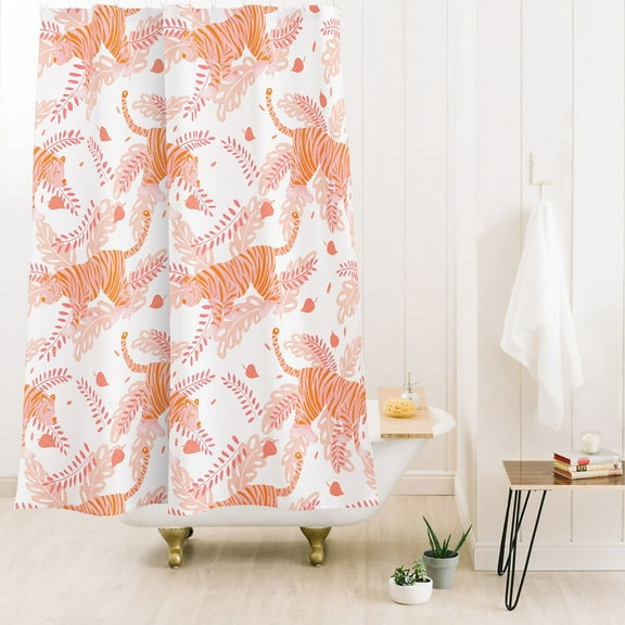 Society6 Cynthia Haller Orange And Pink Tiger Shower Curtain 71" x 74"