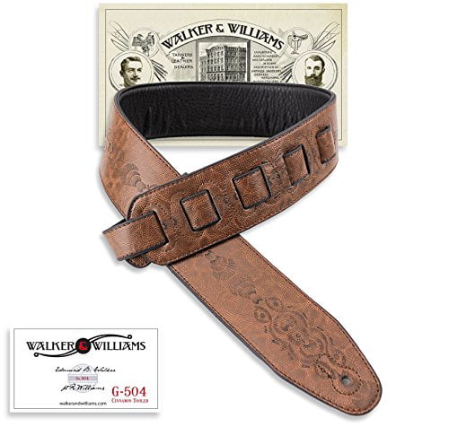 Walker & Williams SP-73 Saddle Tan Italian Leather Strap with Live Oak Tooling 