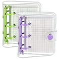 thumbnail image 1 of 2 Juegos Mini Tapas Transparentes para Carpetas de 3 Anillas con Bolsa de Papel Interior de Carpeta Carpeta de de Cuaderno de PVC Suave Transparente (Verde, PúRpura), 1 of 5