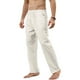 thumbnail image 3 of Pantalones de lino para hombre, pantalones largos casuales, pantalones de playa para yoga, holgados y livianos, con cordón, 3 of 6