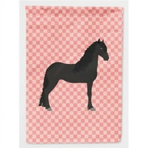 Carolines Treasures BB7915GF Friesian Horse Pink Check Garden Flag