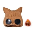 thumbnail image 6 of Xfvqtps Womens Beanie with Glasses Cute Cat Ear Knitted Crochet Solid Color Thickened Stretch Windproof Coldproof Skiing Outdoor Warm Winter Hat Coffee, 6 of 9