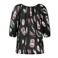 thumbnail image 3 of kaondbfi Summer Tops for Women Women's Loose Leisure Printed V-neck Elbow Sleeve T-shirt Tops Womens Essentials Fashion Clothing, 3 of 8