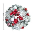 thumbnail image 3 of Christmas Wreath Decorations 15.7" Christmas Wreaths With Snow Christmas Door Wreath With Red Bow & Balls For Indoor Outdoor Fireplace Wall Window Christmas Decor(Red-40Cm), 3 of 4
