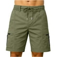 thumbnail image 2 of Donemore Men's Solid Color Fitness Elastic Waist Drawstring Cargo Shorts Multi-Pocket 5-Inch Inseam Casual Sporty Workwear Style, 2 of 9