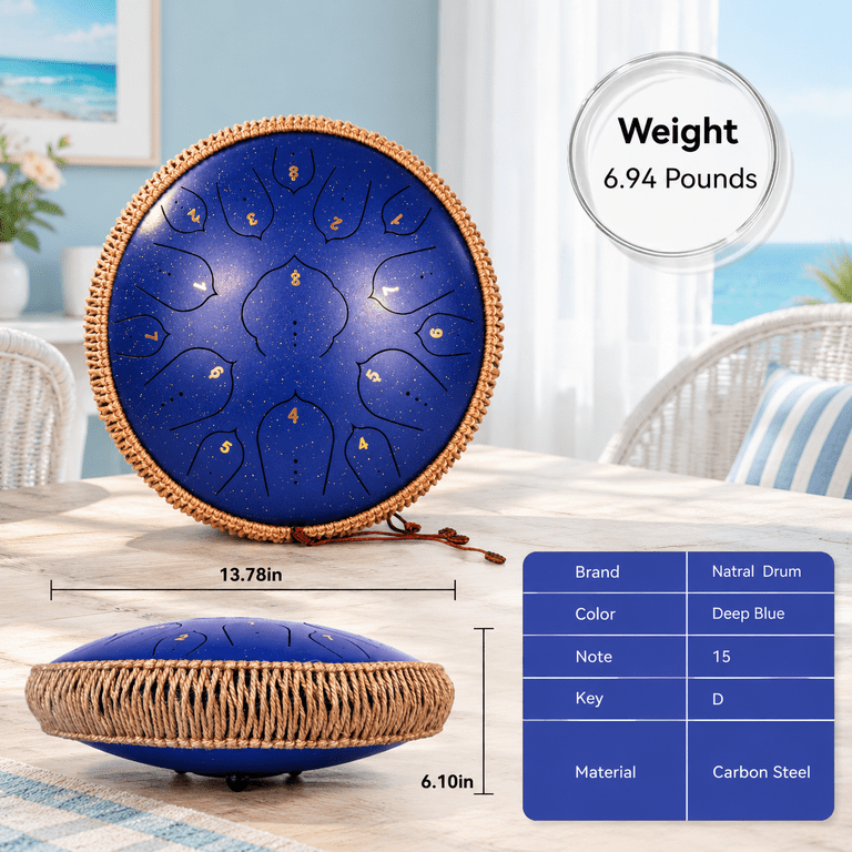 Deepblue 14 Inch 15 Note Steel Tongue Drum Handpan Instrument - Walmart.com