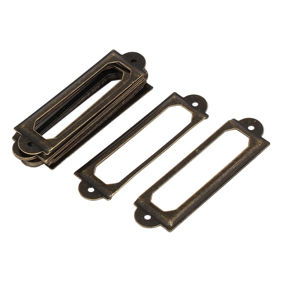 Library File Drawer Tag Lable Holder Pull Handle Bronze Tone 60mm Length 10Pcs