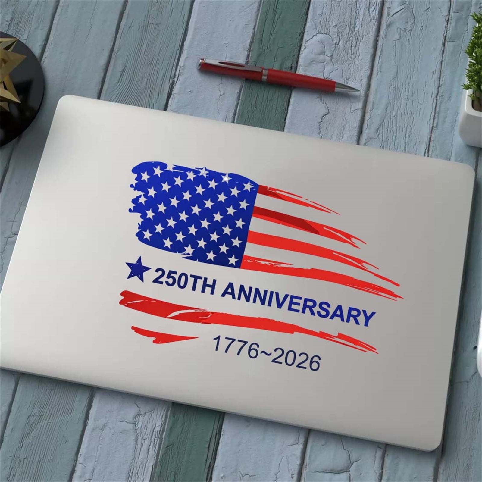 250 Years America Car Decal – 250th Anniversary USA Patriotic Vinyl Sticker for Car Windows, Waterproof Peel-and-Stick Independence Day Decoration