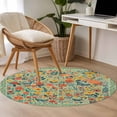 thumbnail image 4 of Round Rug 3.3Ft Washable Non-Slip, Boho Green Flowers Circle Area Rugs for Living Room Bedroom, Spring Abstract Watercolor Floral Leaf Indoor Floor Mats Carpet Runner for Home Decor Aesthetic, 4 of 8
