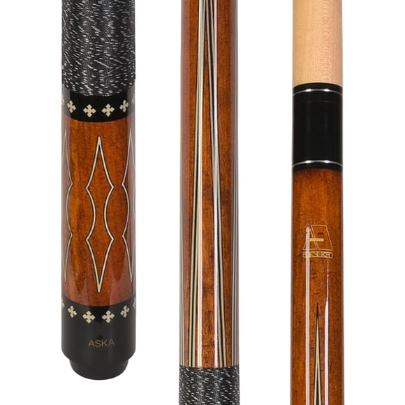 ASKA L22 Brown Pool Cue Stick - 58", 2-Piece, Hard Rock Maple Shaft, 13mm Leather Tip, 5/16x18 Joint
