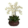 thumbnail image 3 of Nearly Natural Large Phalaenopsis Silk Flower Arrangement, White, 3 of 9
