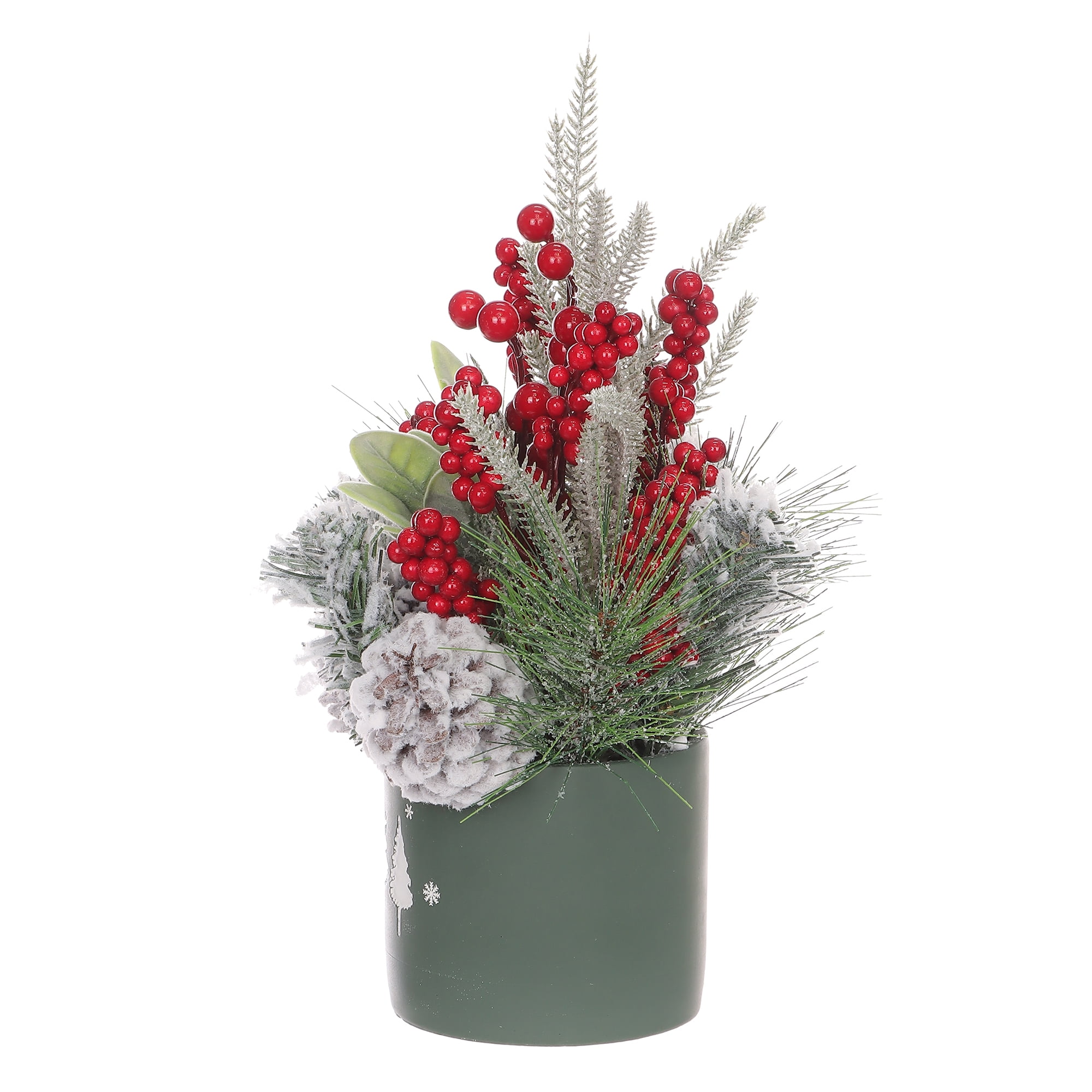 TEMPS DES VACANCES PL Noël 12IN Pot de ciment vert Arrn HOLIDAY TIME PL ARR POT CIMENT 12PO