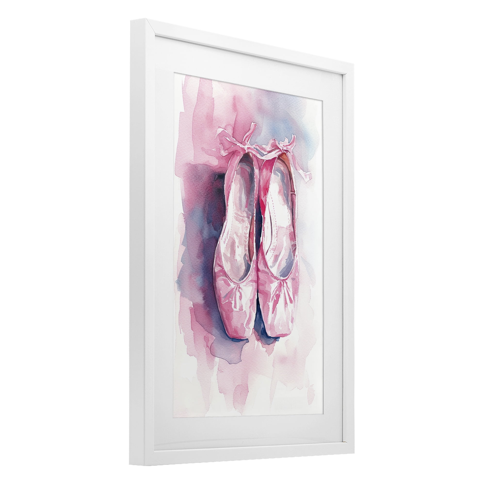 Stupell Industries Blush Ballet Slippers White Framed Print Under Glass, design by Ray Powers