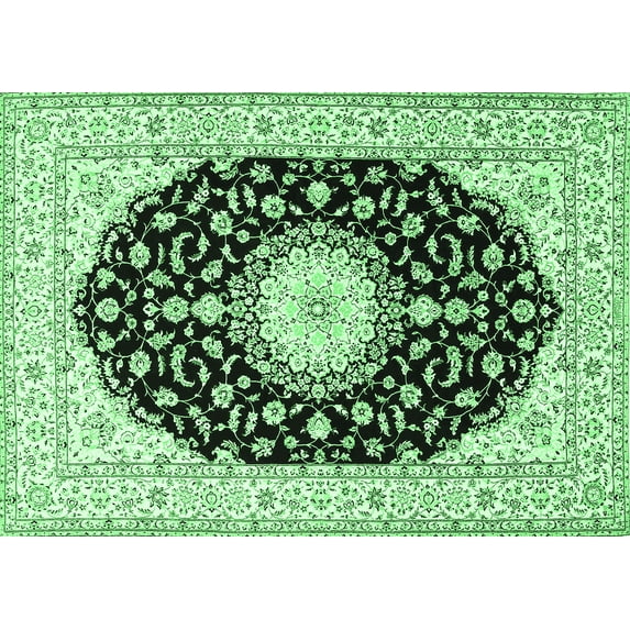 Ahgly Company Indoor Rectangle Medallion Emerald Green Traditional Area Rugs, 6' x 9'