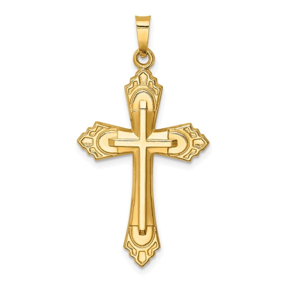 14k Yellow Gold Fleur de Lis Cross