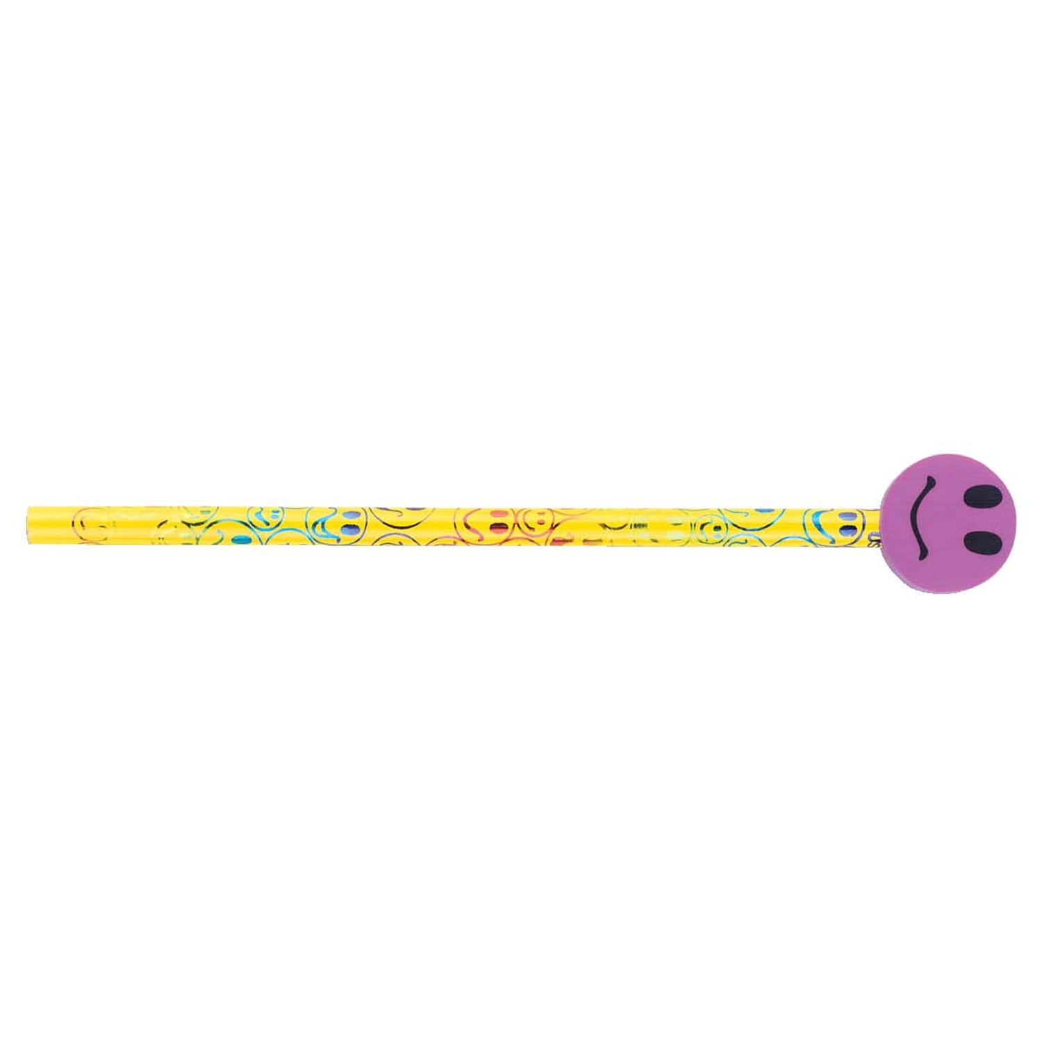 Moon Products Pencil & Eraser Topper Write-Ons, Smiley Face, Pack of 36