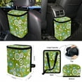 thumbnail image 4 of Renewold Hippie Flower Green Cyan Car Seat Cover Full Set 15 PCS, with Steering Wheel Cover Seat Belt Strap Pad Trash Bag Mount Phone Holder Rearview Mirror Accessories Cup Holder Keychain, 4 of 7