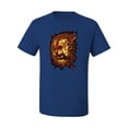 thumbnail image 2 of Wild Bobby, Fire Lion Face, Animal Lover, Men Graphic Tees, Royal, 3XL, 2 of 3