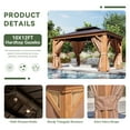 thumbnail image 6 of Aoxun 10' x 12' Hardtop Gazebo, Wooden Finish Coated Aluminum Frame Canopy, Galvanized Steel Double Top, Outdoor Permanent Metal Pavilion with Curtains and Netting, for Backyard, Patio and Deck, 6 of 10