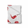 thumbnail image 2 of Kiss Soft Flannel Fleece Throw Blanket, Various Different Kiss Marks in Red Woman Seduction Lipstick Trace Worn Grunge Look, Cozy Plush for Indoor and Outdoor Use, 60" x 80", Red White, by Ambesonne, 2 of 6