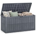 thumbnail image 1 of Gymax 120 Gal Outdoor Deck Box All-Weather Lockable Storage Bin w/ Lid & Handles Gray, 1 of 10