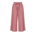 thumbnail image 2 of EaskTriop Women's Plaid Lounge Pants High Waisted Wide Leg Trousers Soft Elastic Waist Drawstring Summer Casual Palazzo Pajama Bottoms, 2 of 6