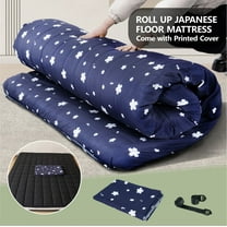 Slsy Printed Futon Mattress with Zipper Washable Cover, Padded Japanese Floor Mattres, Extra Thick Folding Sleeping Pad Tatami Mat Floor Lounger Guest Bed for Camping Couch