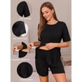 thumbnail image 3 of Weardear Maternity Sets 2 Piece Outfits Drop Shoulder Short Sleeve Split Side Shirts and Biker Shorts Summer Pregnancy Clothes, 3 of 6