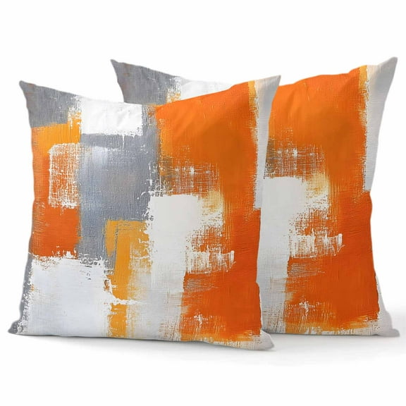 Decorative Throw Pillow Covers 16x16 Inch Set of 2 Orange Graffiti Home Decor Pillow Cases for Couch, Abstract Texture Cushion Case for Living Room Bedroom Bed Car Chair