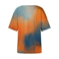 thumbnail image 4 of VgaVtl Short Sleeve Womens Tee Shirts Plus Size V-Neck Womans Tops Workout Gradient Print Casual Daily Comfortable Tops,Orange XXL, 4 of 8