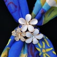 thumbnail image 4 of UDIYO Women Shiny Rhinestone Inlaid Flower Scarf Ring Clip Holder Brooch Pin Buckle, 4 of 7