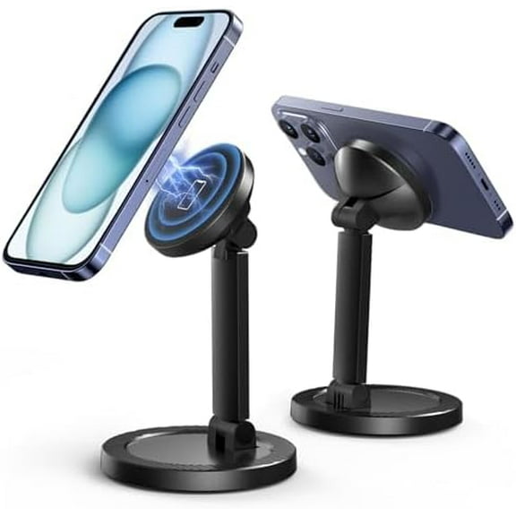 Mag-Safe Phone Stand for Desk – Adjustable Magnetic iPhone Holder with 360° Rotation & Foldable Design, Stable Desktop Cell Phone Stand Compatible with iPhone 12 to 16 Series