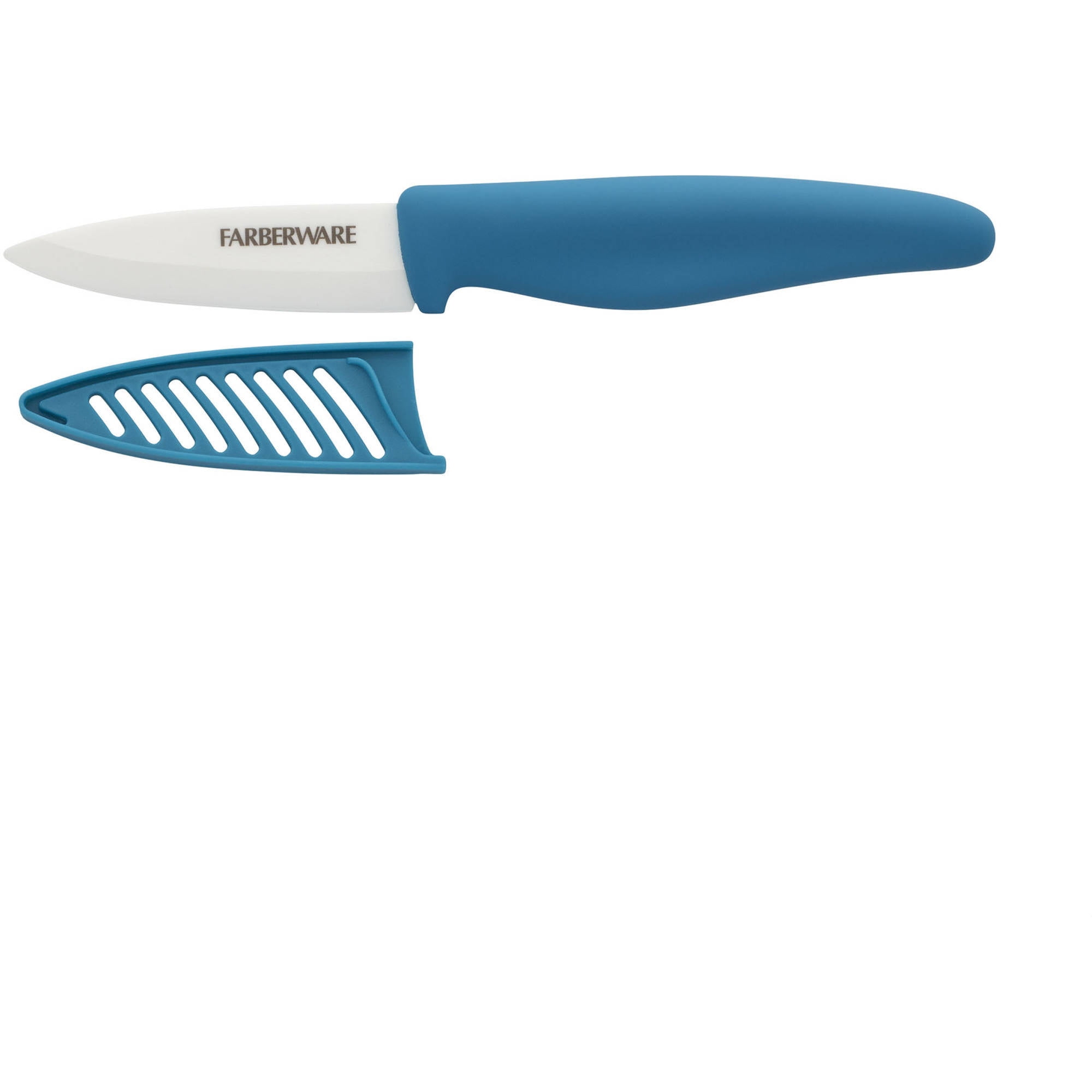 Farberware 3" Teal Ceramic Paring Knife with Blade Cover