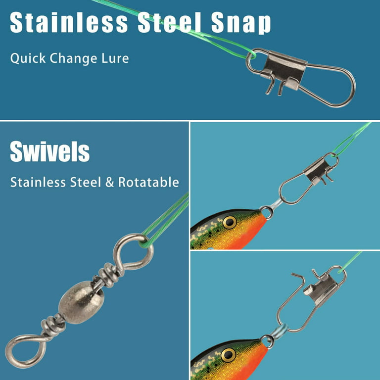100PCS Anti Bite Steel Fishing Line Steel Wire Leader With Snap Swivel  15CM-30CM