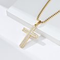 thumbnail image 2 of Cross Necklace for Men Women CZ 14k Gold Plated Stainless Steel Plain Simple Cross Pendant Necklace for Men, 2 of 6