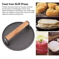thumbnail image 4 of Bacon Press, Easy Use Round Wide Application Comfortable Handle Grill Press Cast Iron  for Party, 4 of 8