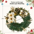 thumbnail image 3 of Huisuilinss Pre-Lit Christmas Wreath,24" Artificial Christmas Wreath,Christmas Wreaths With Lights,Champagne Bow Berries,Pine Cones,White Winter Wreath For Indoor,Outdoor Holiday Decor, 3 of 7
