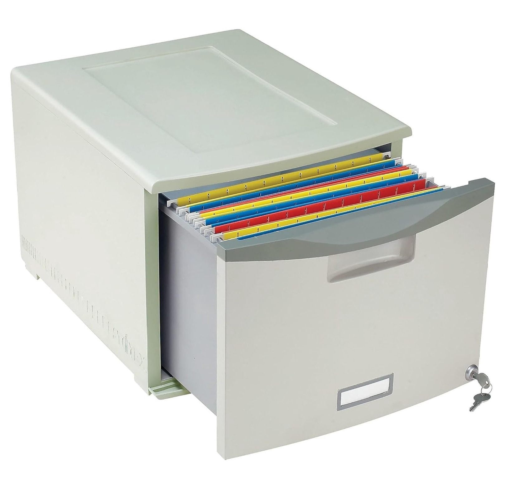 Plastic One-Drawer File Cabinet – Locking Document Organizer for Home and Office, Gray, 1-Pack (61251B01C)
