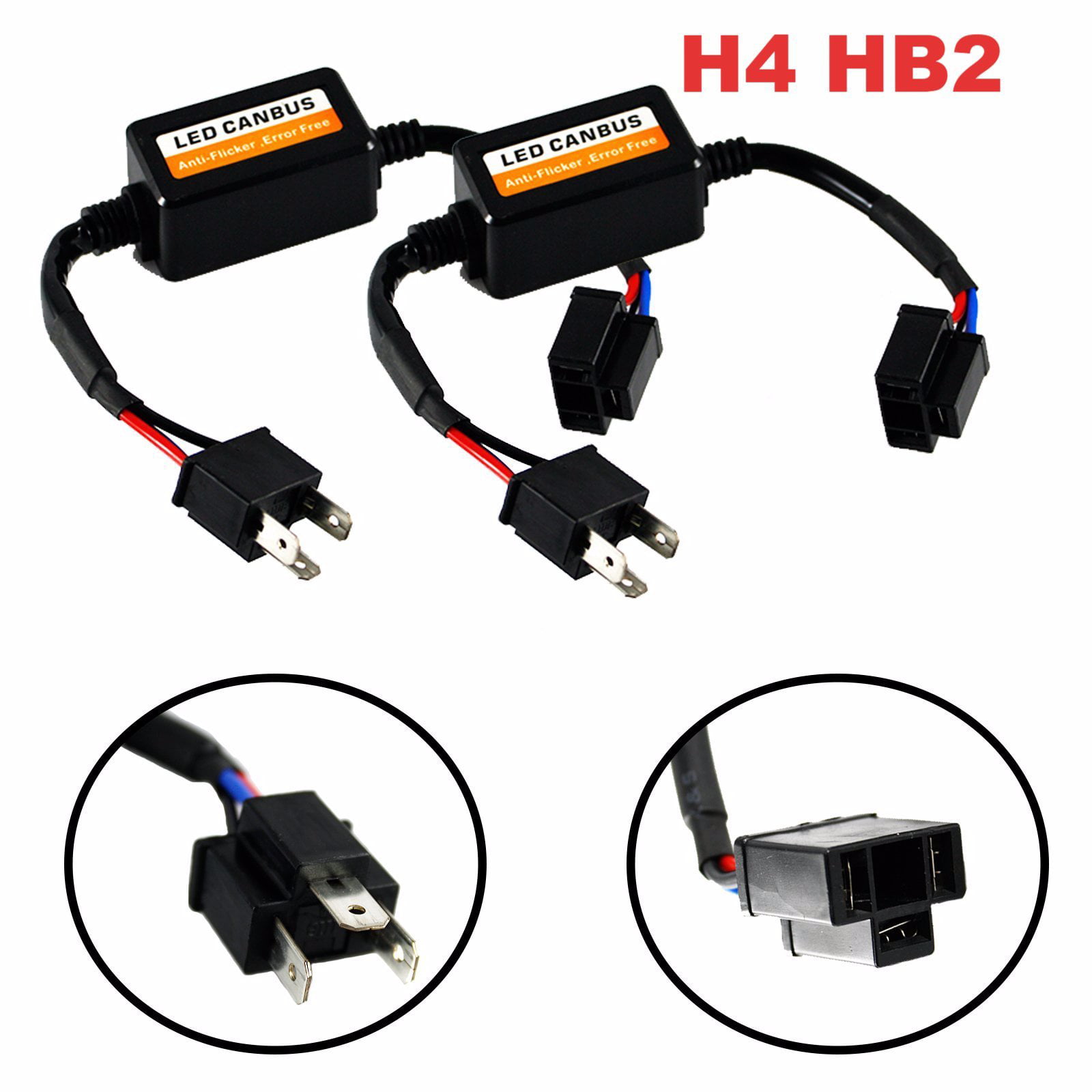 Zerama 1 Pair H4 HB2/9003 LED Headlight Decoder Anti-Flicker Load Resistor Flash Error Canceller Headlight Accessories 