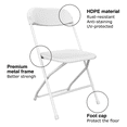thumbnail image 3 of OROFULL 30 Pack Plastic Folding Chair, 350lb Capacity Stackable Event Chair with Steel Frame for Indoor Outdoor Wedding Party, White, 3 of 6