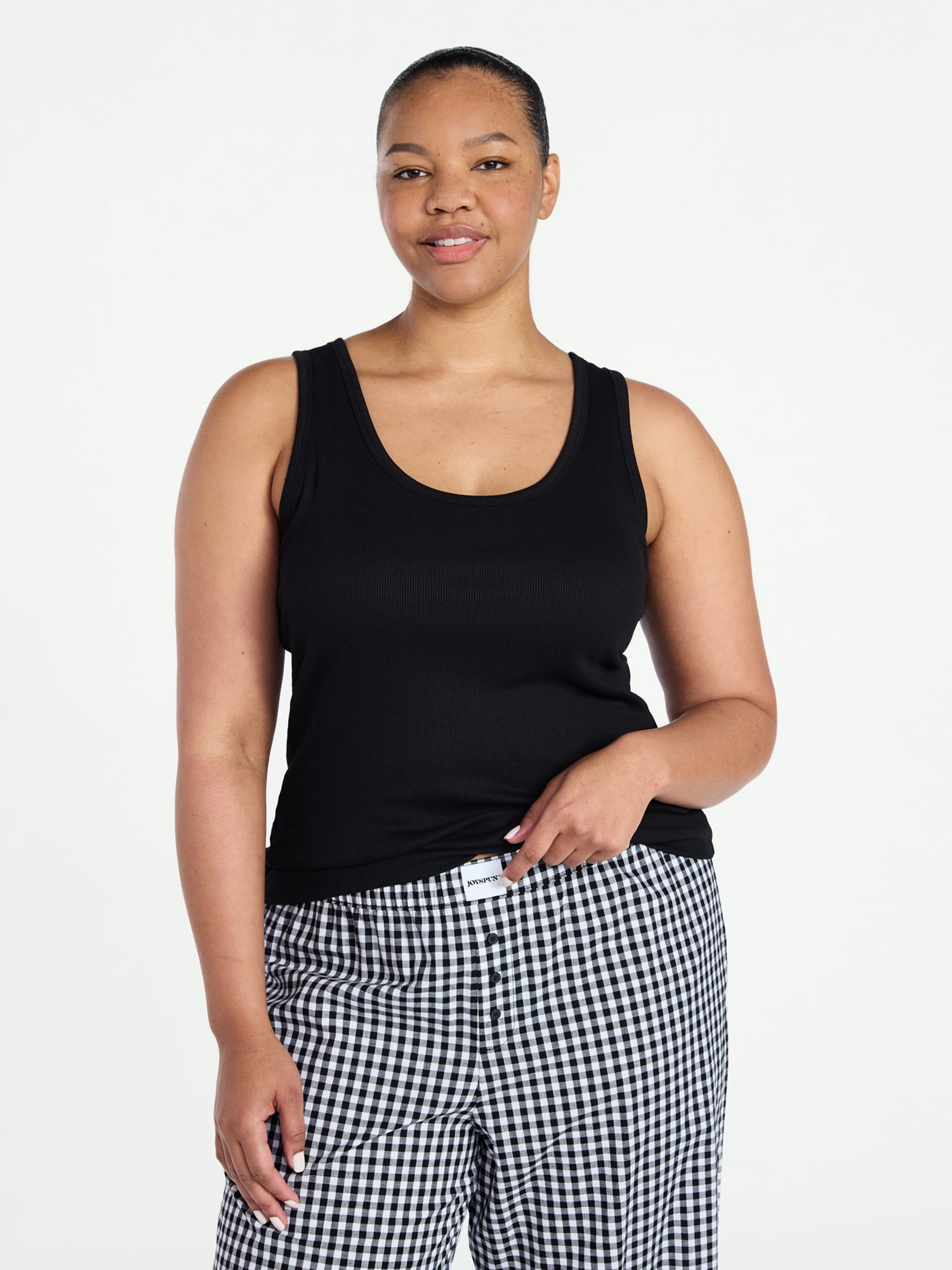 Joyspun Women's Ribbed Tank with Inner Bra, Sizes XS-3X